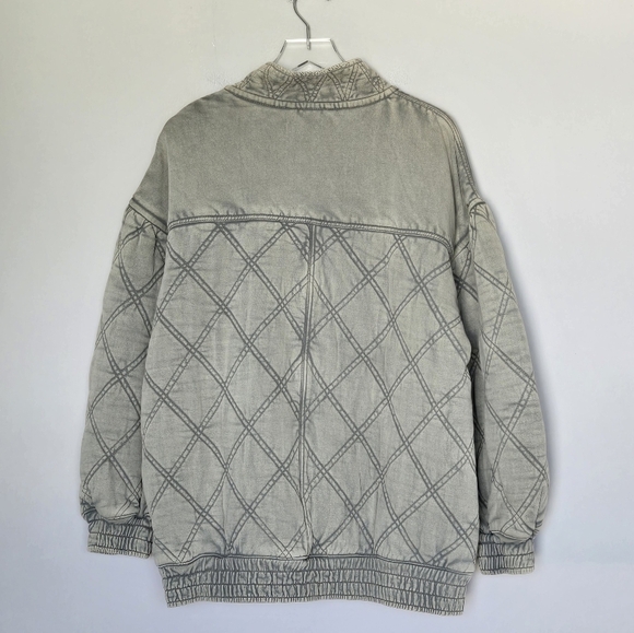 NWT Free People Juno Jacket Laurel Oak Green Boho Quilted Bomber Oversized M - Picture 6 of 14